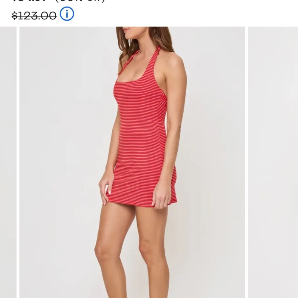 l*space Red and White Striped Halter Mini Dress